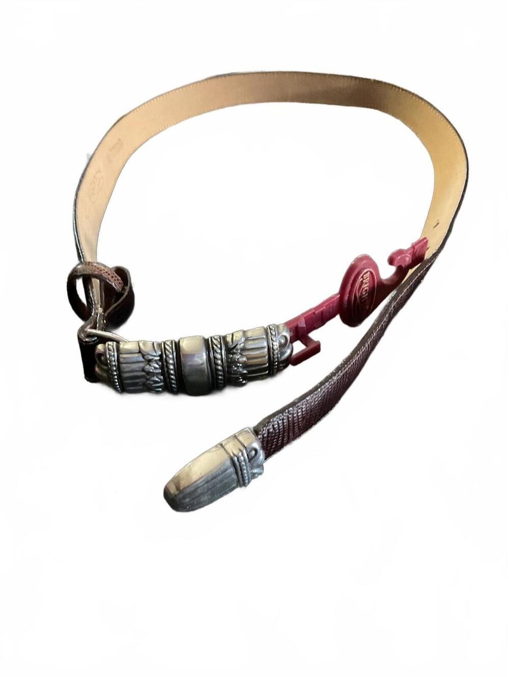 Brighton Brown Leather Belt with Decorative Silver-Tone Accents Small NWT